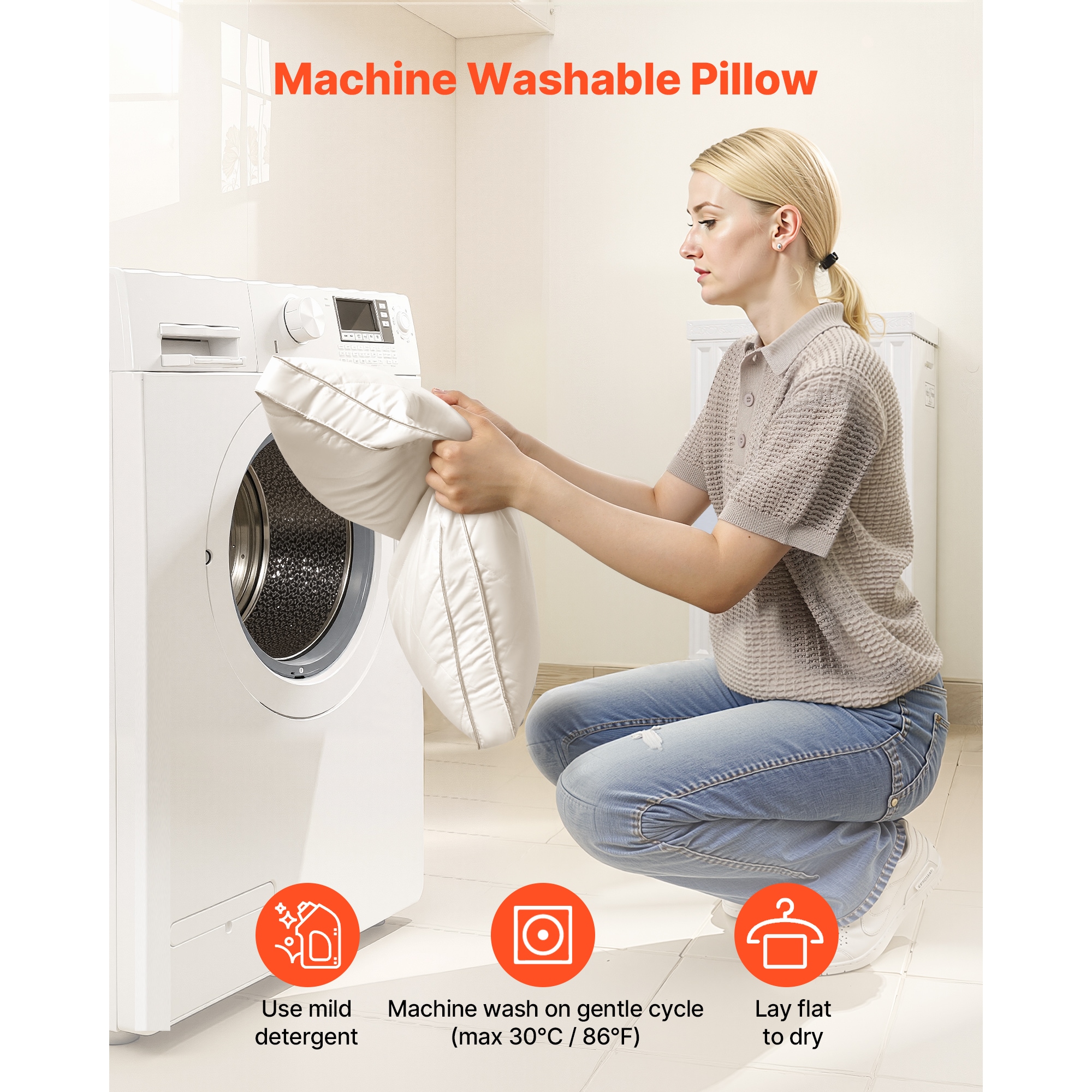 Luxury Hotel Bed Pillows Set Of 2 Supportive Down Alternative White_voghion.com